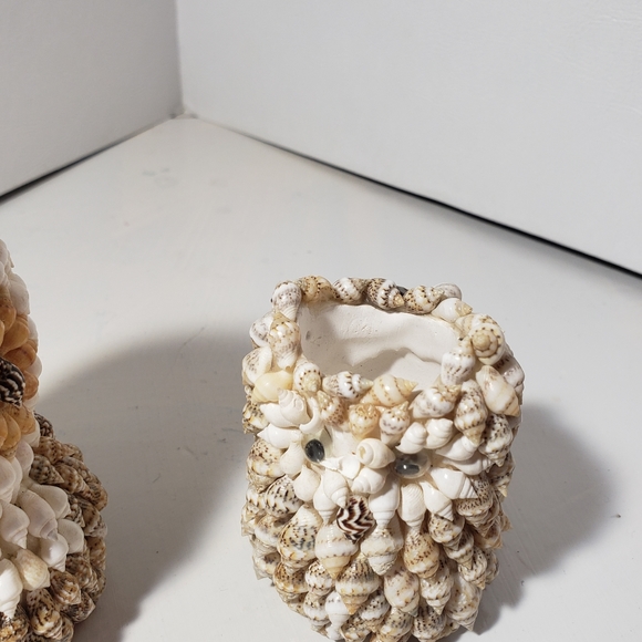 Vintage shell art owl set - Picture 4 of 5